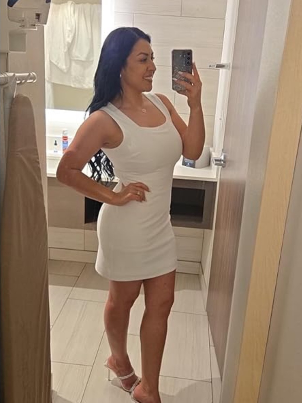 White Sleeveless Mini Bodycon Dress - Classic Scoop Neck